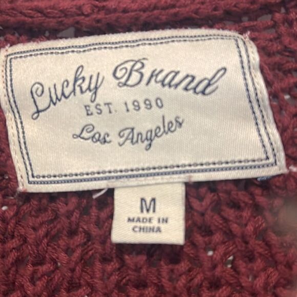 Lucky Brand size medium cardigan, sweater burgundy - Picture 2 of 3